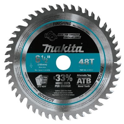 Makita A-99932 6-1/2" 48T Carbide-Tipped Cordless Plunge Saw Blade, Wood