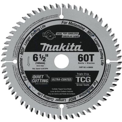 Makita A-99998 Carbide-Tipped Cordless Plunge Saw Blade 6-1/2" 60T (TCG) MDF