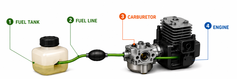 Carburetor and Fuel Line Work Together