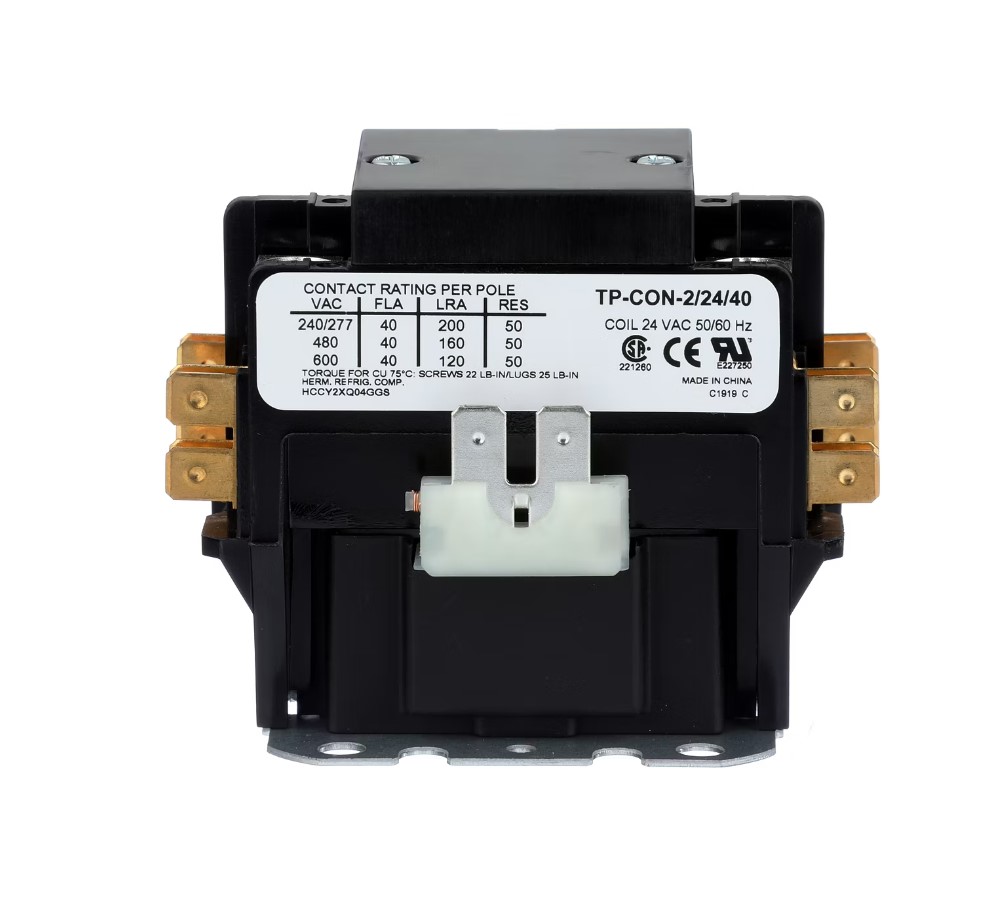 Tradepro TP-CON-2/24/40 2-Pole Air Conditioning Contactor 24V 40A W/Lugs & Cover