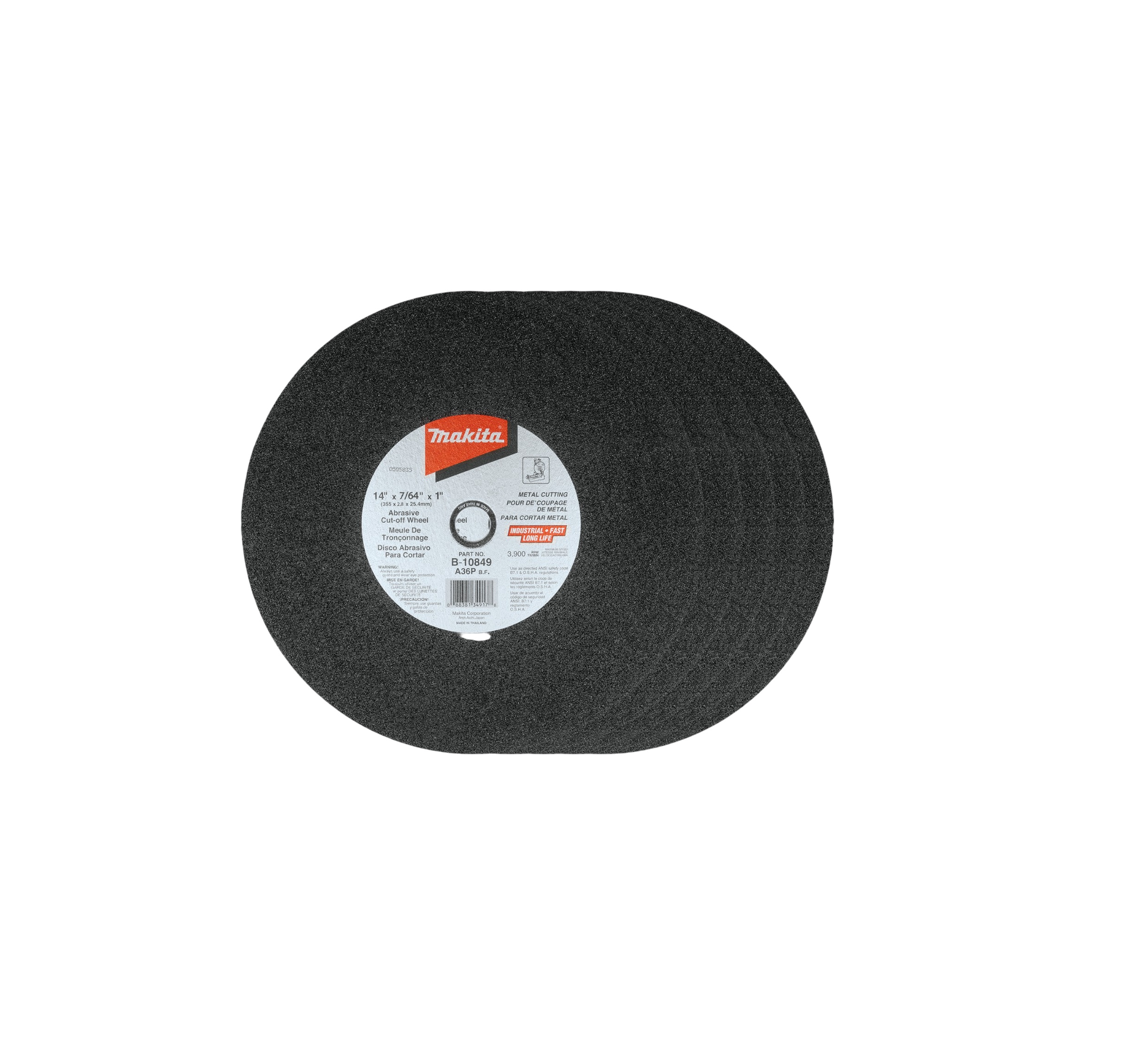 Makita B-10849-5 Saw Abrasive Cut-Off Wheel 14" X 1" X 1/8" Pack-5