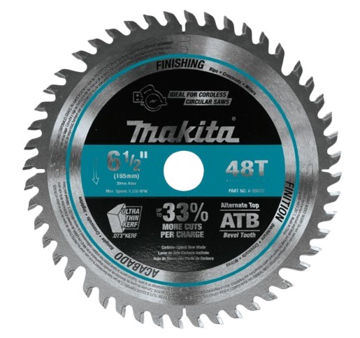 Makita A-99932 6-1/2" 48T Carbide-Tipped Cordless Plunge Saw Blade, Wood